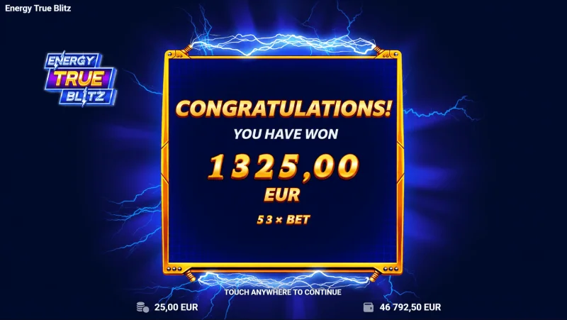 Energy True Blitz - gran ganancia total en la ronda